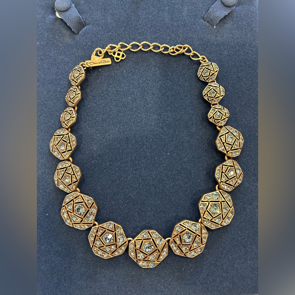 Oscar de la Renta Gold Statement Necklace and earrings,set